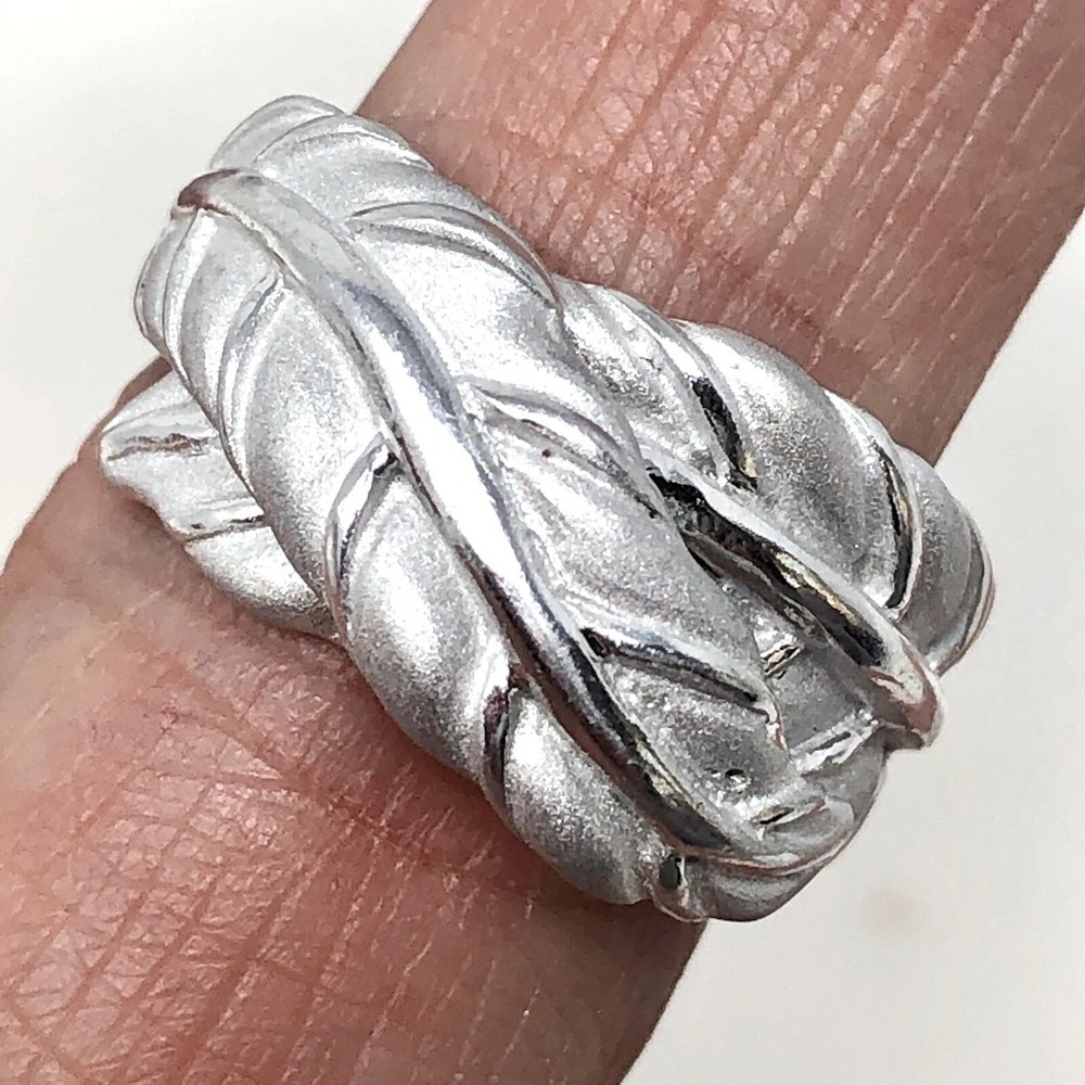 Overlap‎ Leave Ring Band Sz 7 Aluminum Arthur Court Signed Jewelry Matte